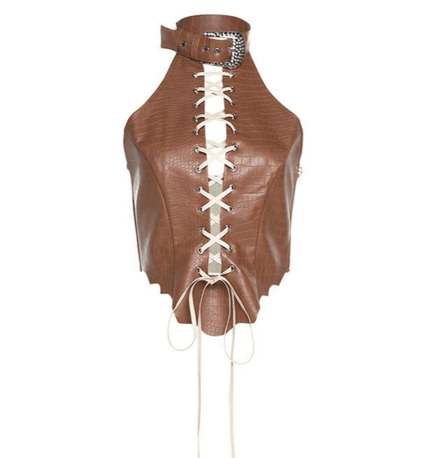 Pydshop Ayda Faux Leather Halter Top