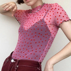 Pydshop Baddie Heart Mesh Crop Top