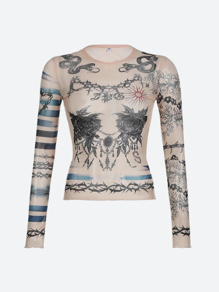 Pydshop Baddie Mesh Tattoo Top