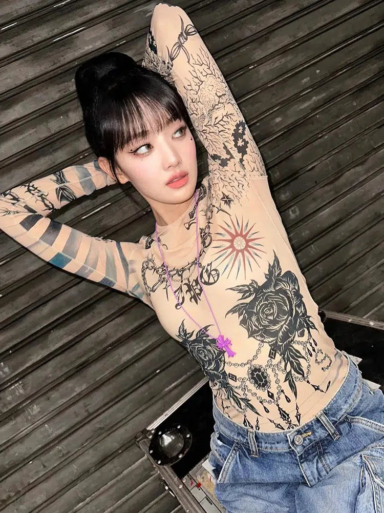 Pydshop Baddie Mesh Tattoo Top