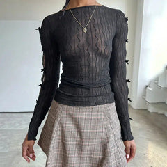 Pydshop Bow Sleeve Sheer Top