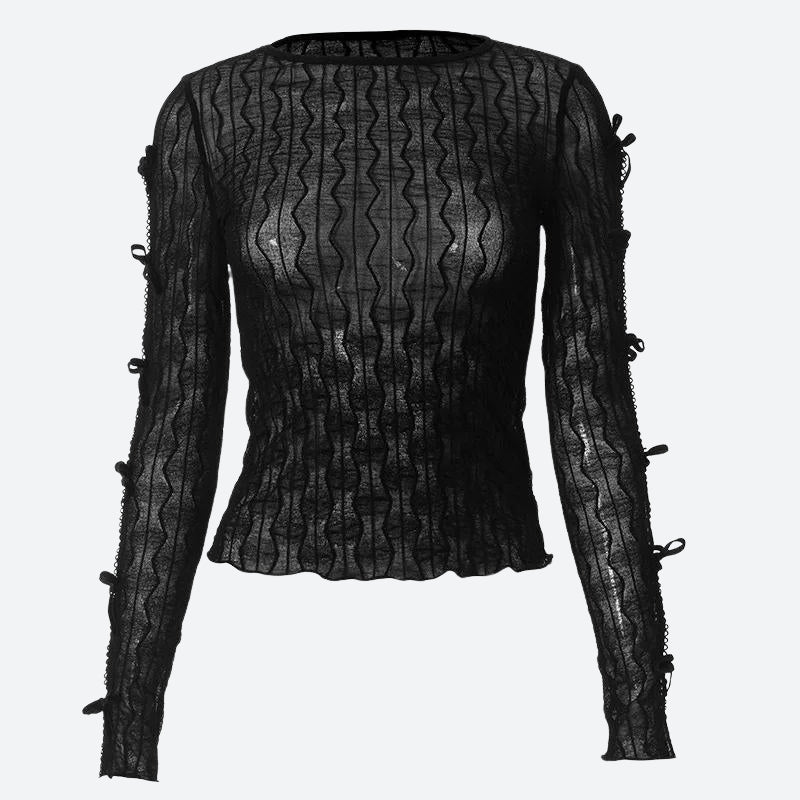 Pydshop Bow Sleeve Sheer Top