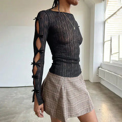 Pydshop Bow Sleeve Sheer Top