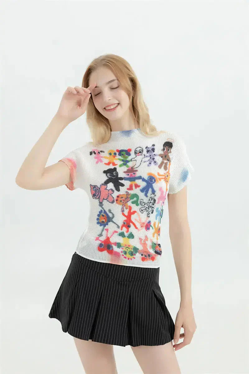 Pydshop Cartoon Figures Printed Top