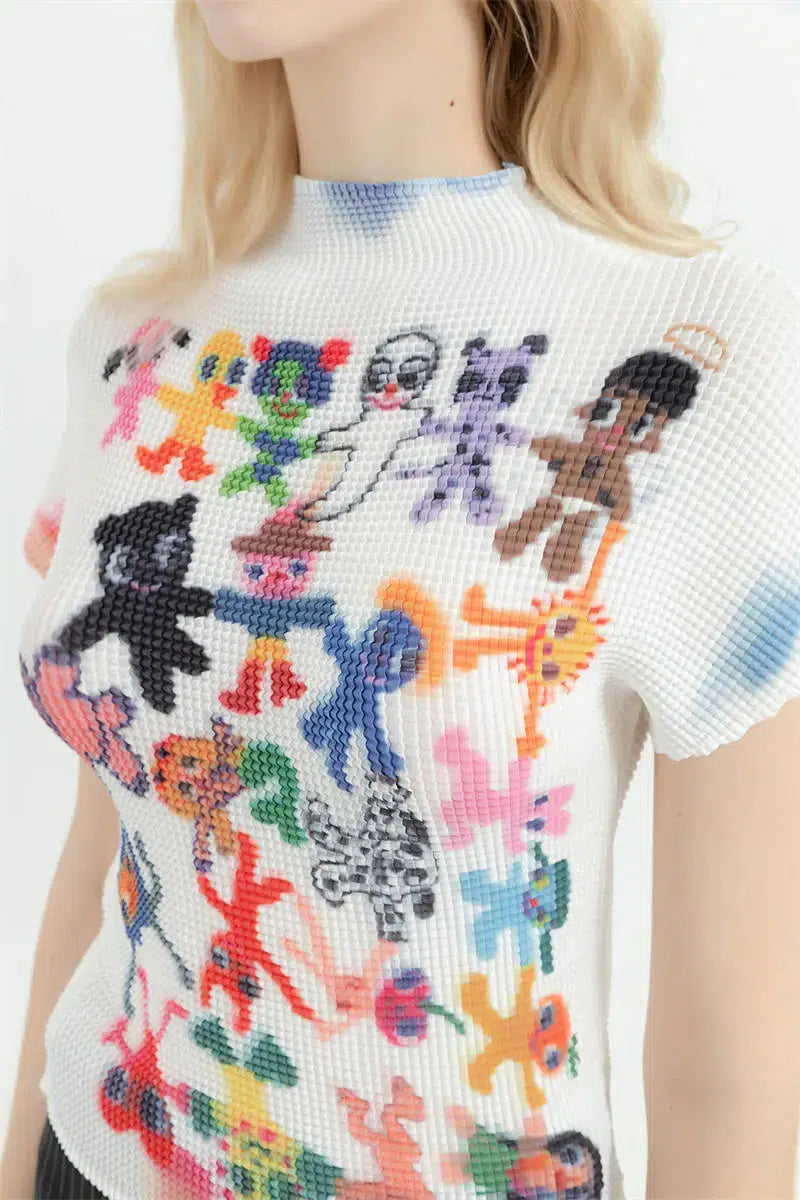 Pydshop Cartoon Figures Printed Top