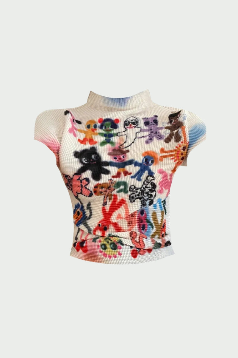 Pydshop Cartoon Figures Printed Top
