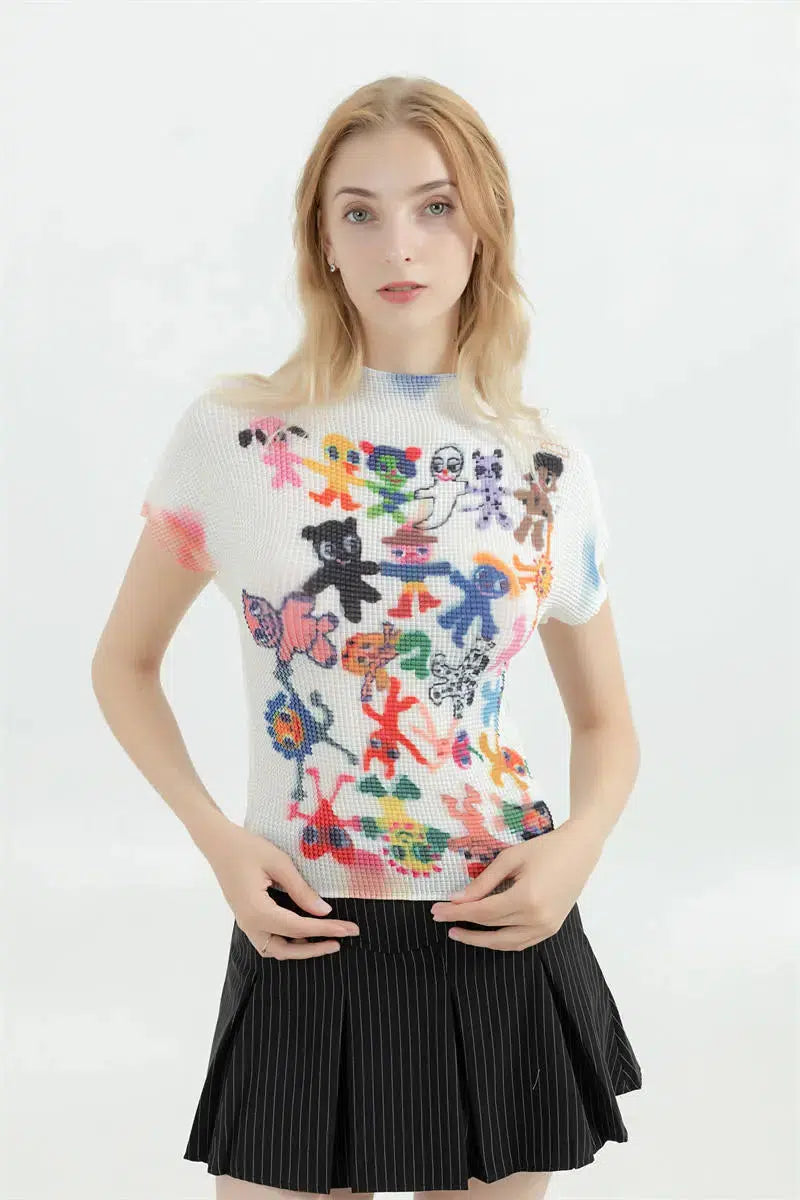 Pydshop Cartoon Figures Printed Top