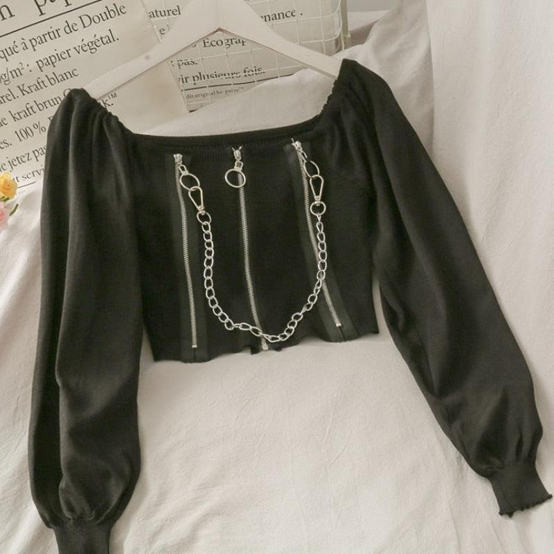 Pydshop Chain Detailed Square Neck Crop Top