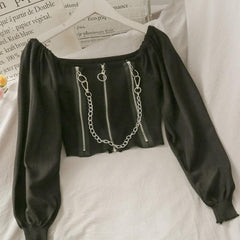 Pydshop Chain Detailed Square Neck Crop Top