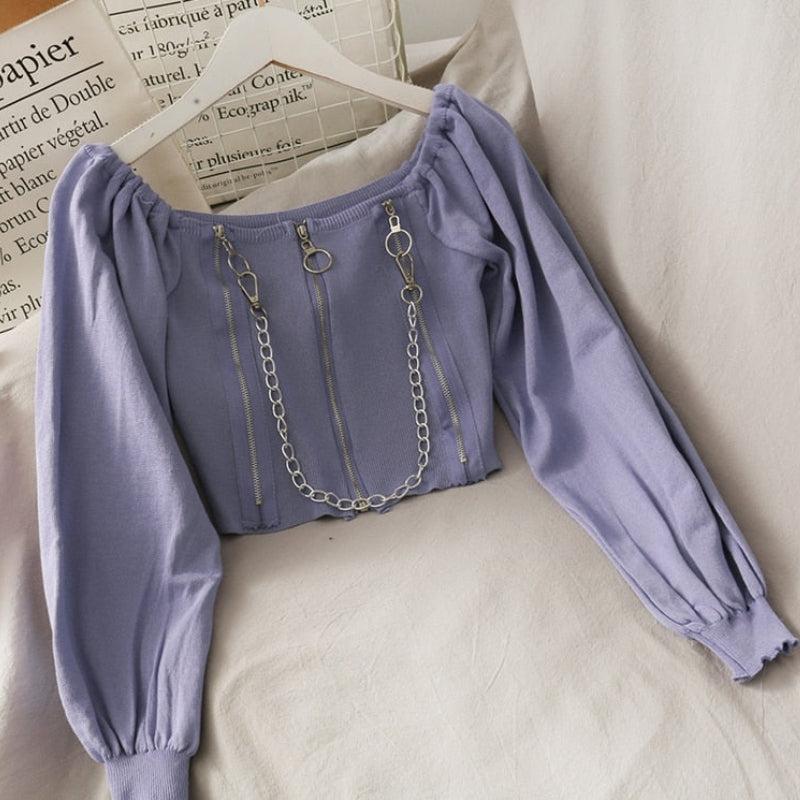 Pydshop Chain Detailed Square Neck Crop Top