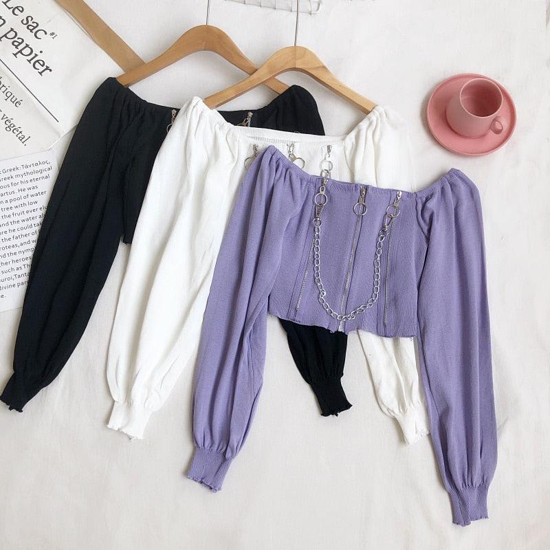 Pydshop Chain Detailed Square Neck Crop Top