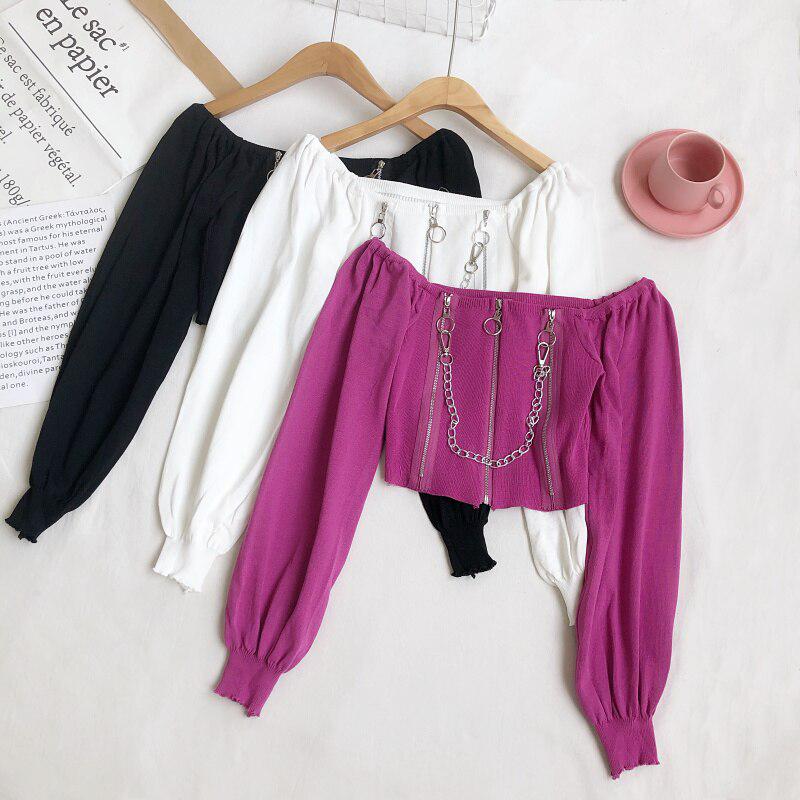 Pydshop Chain Detailed Square Neck Crop Top