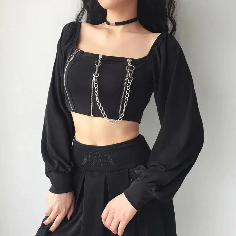 Pydshop Chain Detailed Square Neck Crop Top
