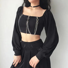 Pydshop Chain Detailed Square Neck Crop Top
