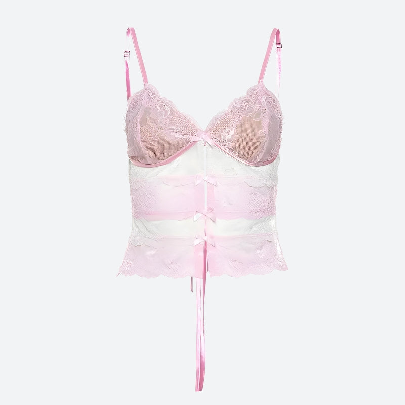 Pydshop Coquette Bow Backless Lace Top