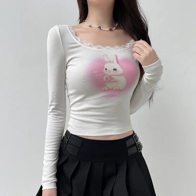 Pydshop Coquette Cute Rabbit Crop Top