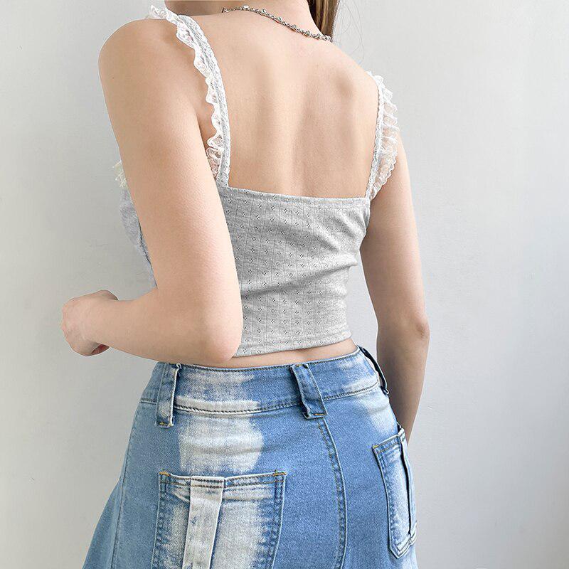 Pydshop Coquette Lace Trimming Crop Top