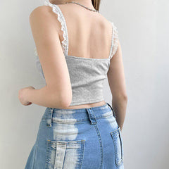 Pydshop Coquette Lace Trimming Crop Top