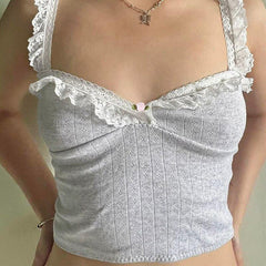 Pydshop Coquette Lace Trimming Crop Top