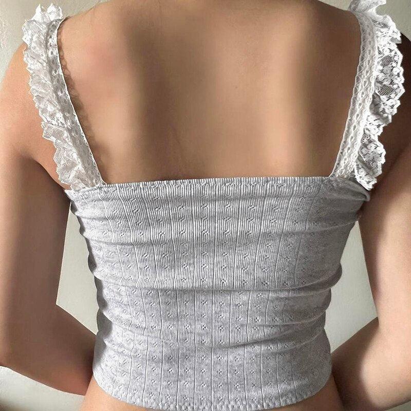 Pydshop Coquette Lace Trimming Crop Top