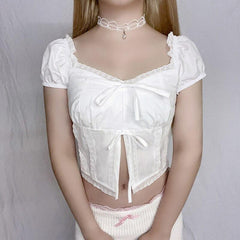 Pydshop Coquette Puff Sleeve Crop Top