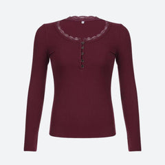 Pydshop Corduroy Lace Trim Top