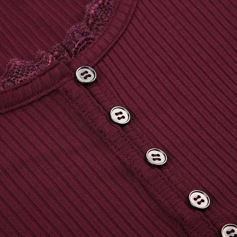 Pydshop Corduroy Lace Trim Top