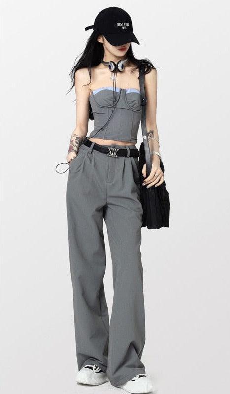 Pydshop Corset Top & Wide Leg Pants Two Piece Set