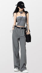 Pydshop Corset Top & Wide Leg Pants Two Piece Set