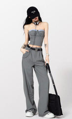 Pydshop Corset Top & Wide Leg Pants Two Piece Set