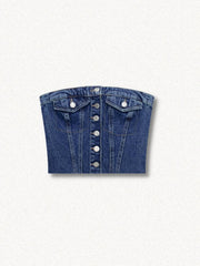 Pydshop Cowgirl Button Up Denim Tube Top