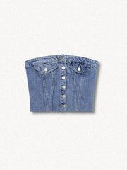 Pydshop Cowgirl Button Up Denim Tube Top