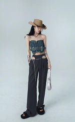 Pydshop Cowgirl Crop Denim Tube Top