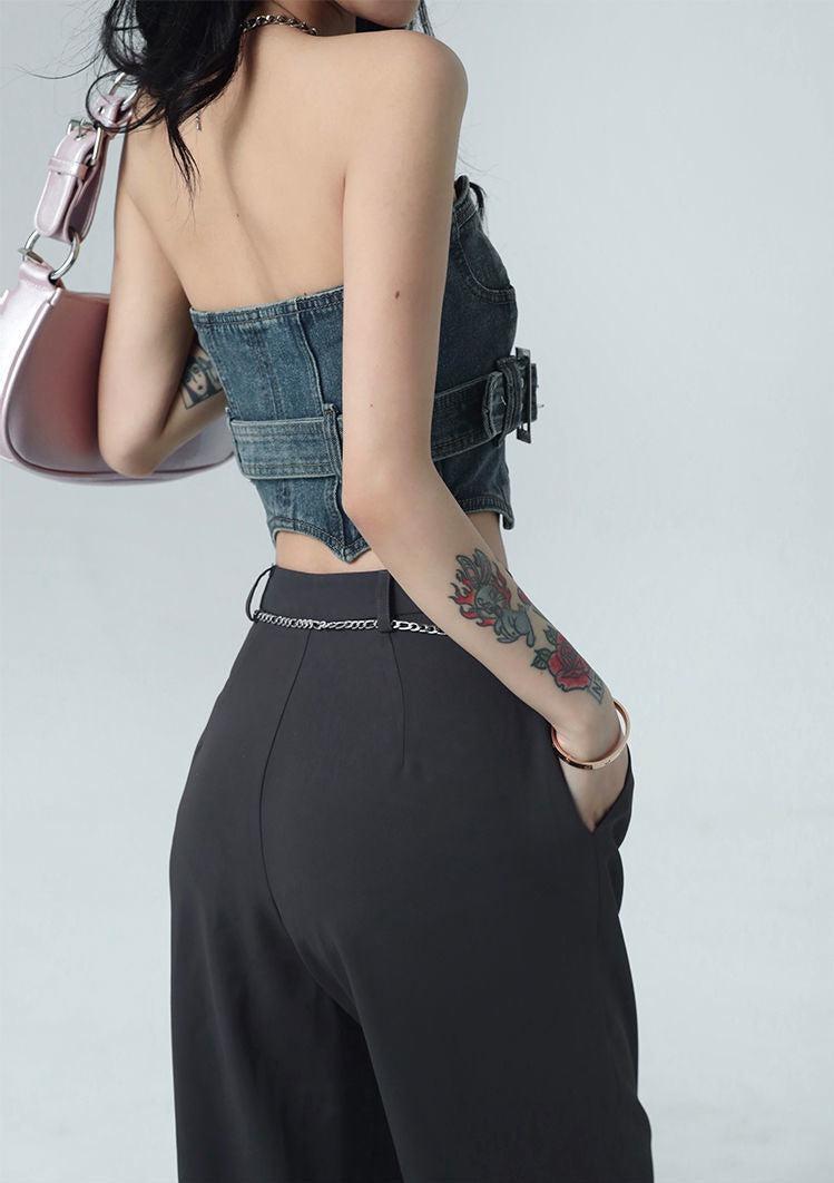 Pydshop Cowgirl Crop Denim Tube Top