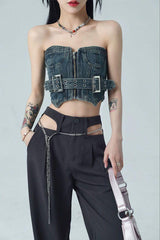 Pydshop Cowgirl Crop Denim Tube Top