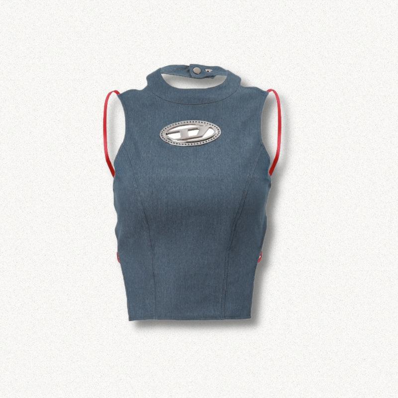 Pydshop Cowgirl Denim Halter Corset Top