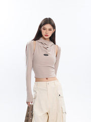 Pydshop Cowl Collar Cut-Out Crop Top