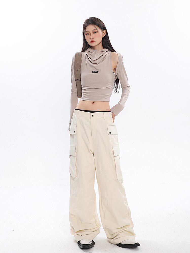 Pydshop Cowl Collar Cut-Out Crop Top