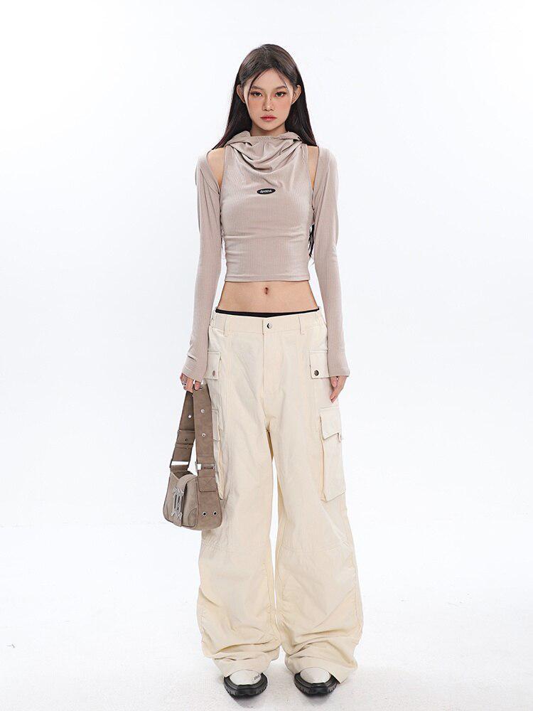 Pydshop Cowl Collar Cut-Out Crop Top
