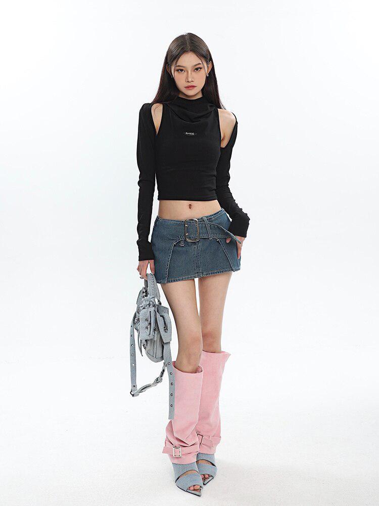 Pydshop Cowl Collar Cut-Out Crop Top