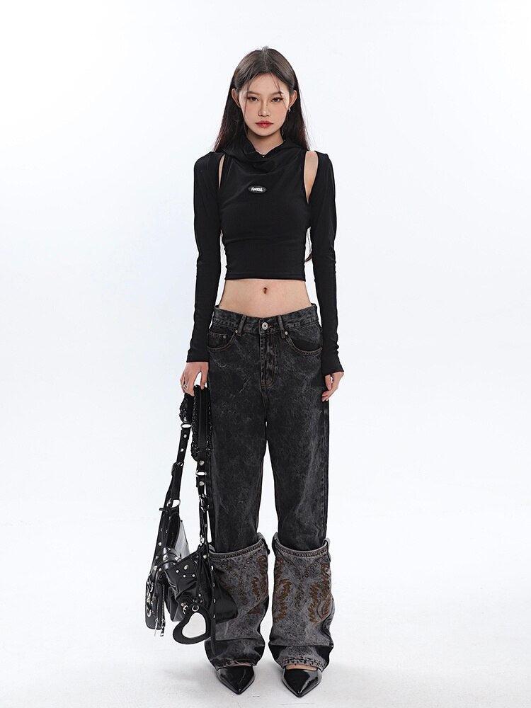 Pydshop Cowl Collar Cut-Out Crop Top