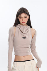Pydshop Cowl Collar Cut-Out Crop Top