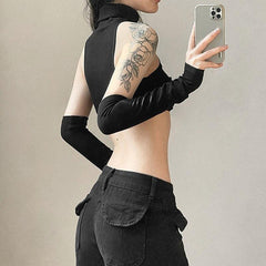 Pydshop Detachable Sleeved Turtleneck Halter Top