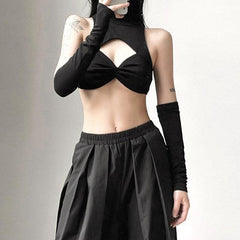 Pydshop Detachable Sleeved Turtleneck Halter Top