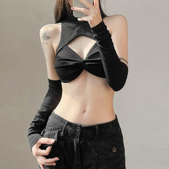 Pydshop Detachable Sleeved Turtleneck Halter Top
