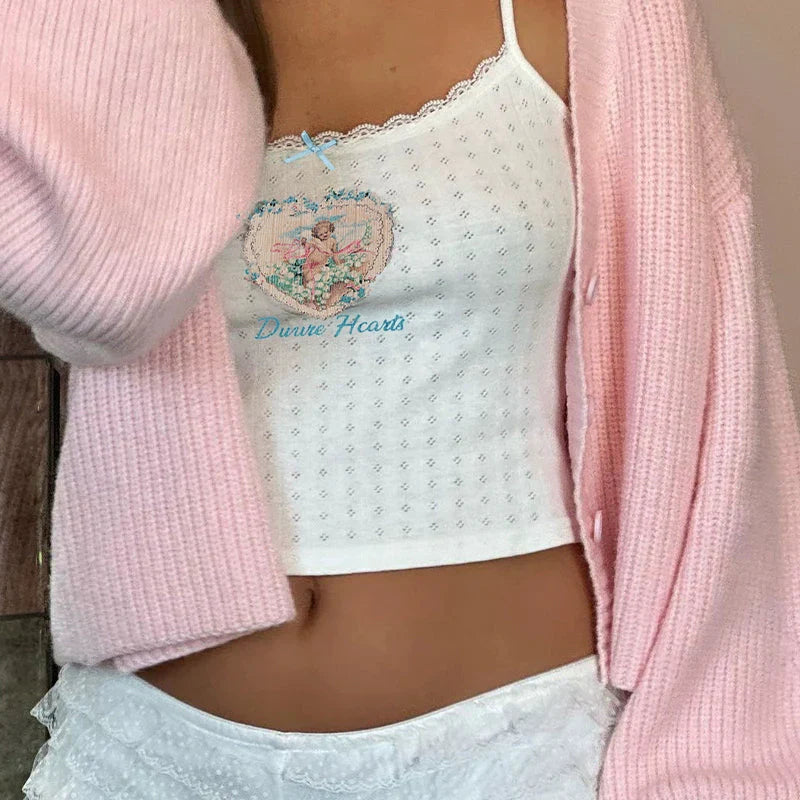Pydshop Elodie Heart Print Crop Top