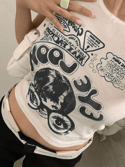 Pydshop Y2K Tank Top Eye Look Graphic Crop Tank Top