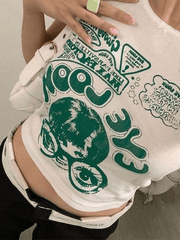 Pydshop Y2K Tank Top Eye Look Graphic Crop Tank Top