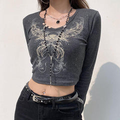 Pydshop Fairy Grunge Butterfly Crop Top
