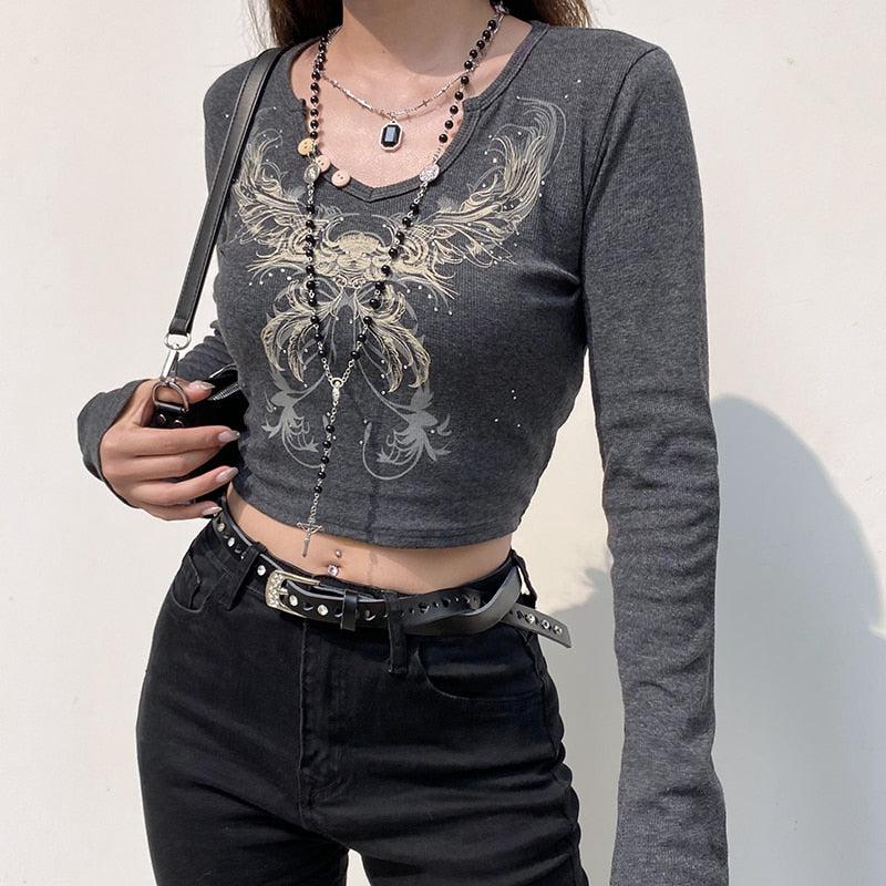 Pydshop Fairy Grunge Butterfly Crop Top